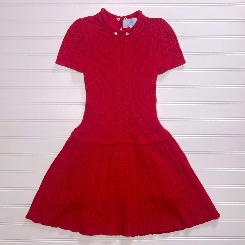 FLORENCE FANCY EUC/NWOT Wool Alexandra Red Knit Drop Waist Lined Dress